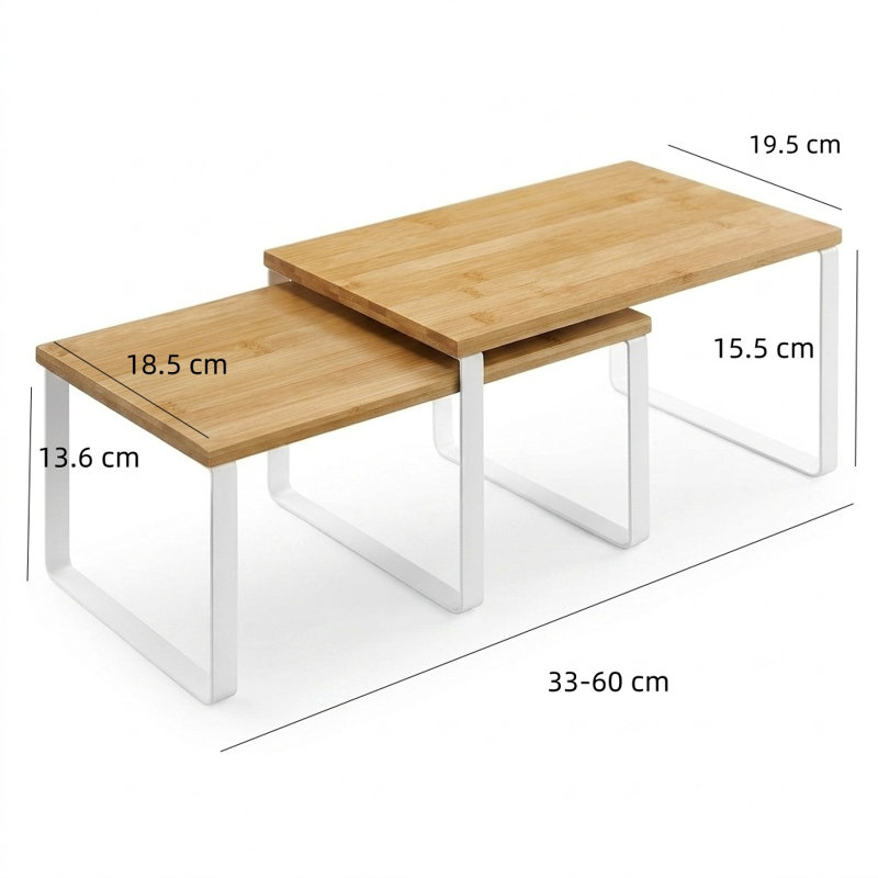 Expandable & Stackable Kitchen Shelf Organisers - Set of 2