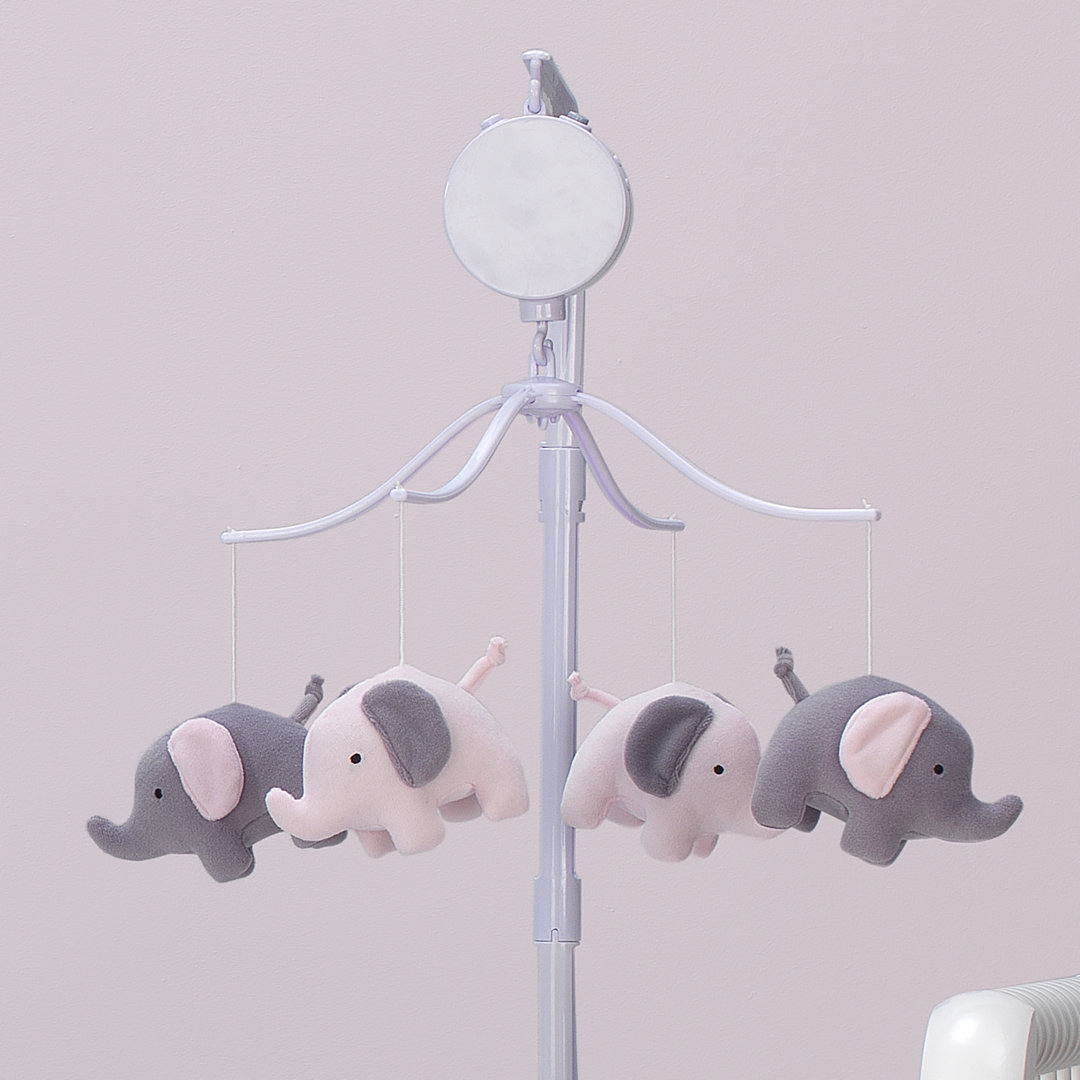 Eloise Pink/Gray Elephant Musical Baby Crib Mobile Bedtime Originals