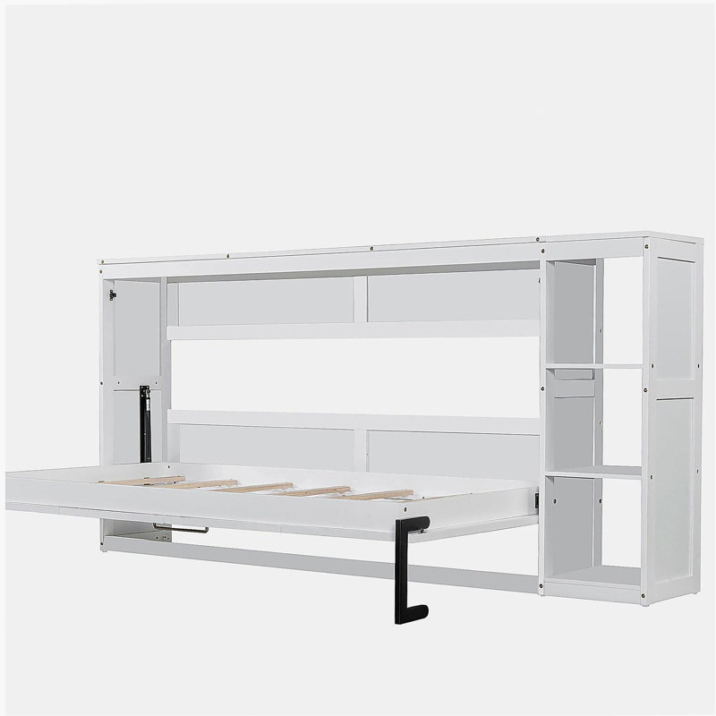 Lit escamotable simple avec bibliothèque, blanc