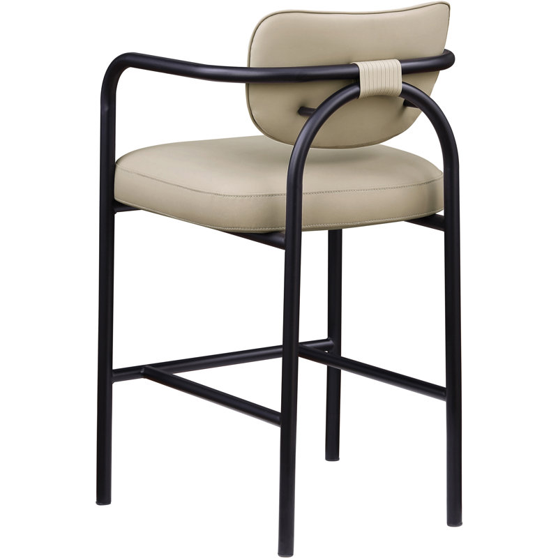 Tabouret de bar rembourré en cuir Serava Beige Vegan, Beige