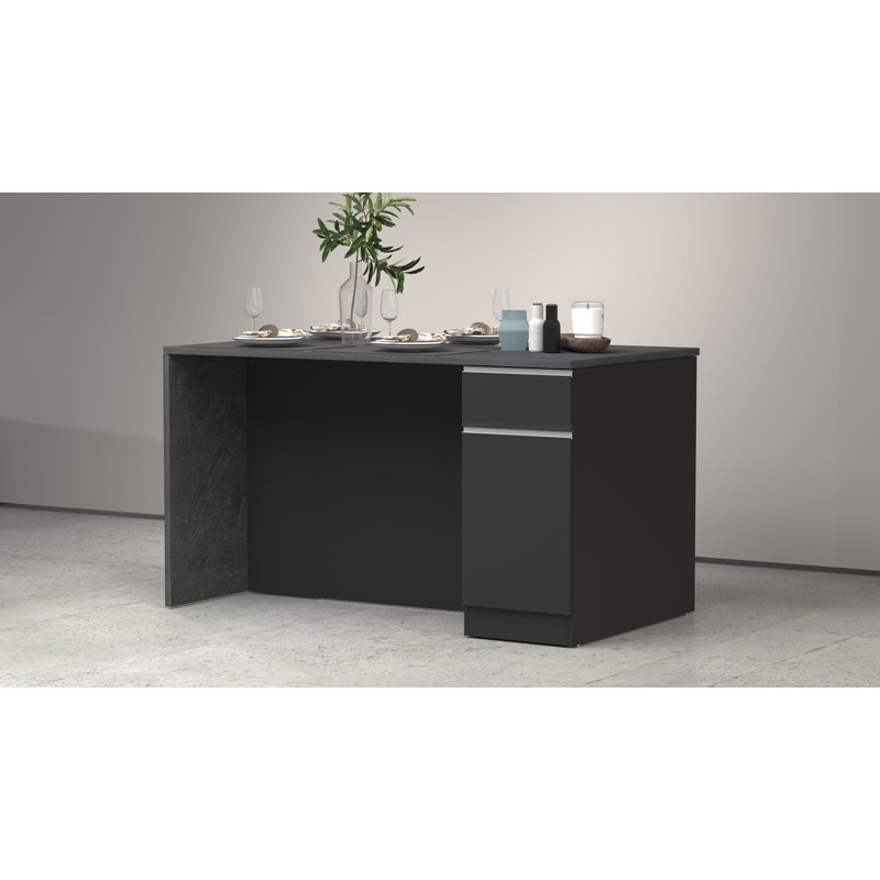 Caymitte 160 cm W Kitchen Island with, Anthracite Grey/Grey