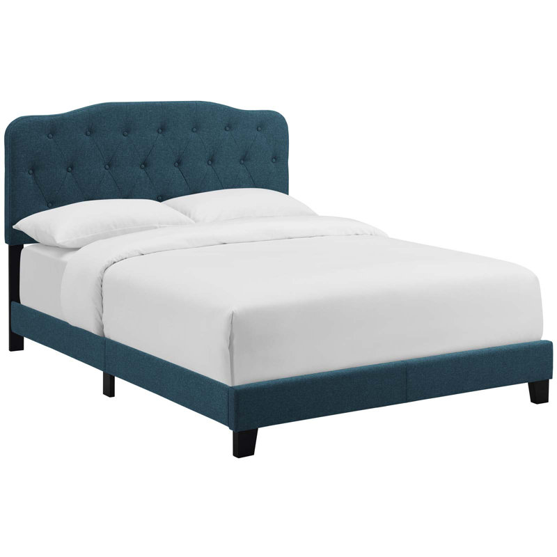 Gray Velvet Upholstered Queen Bed with Tufted Headboard