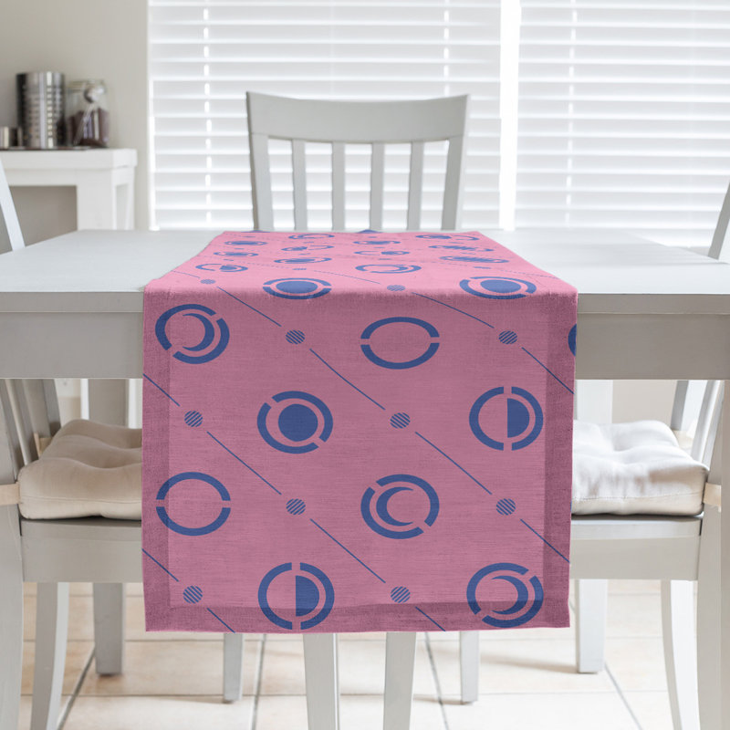 Classic Moon Phases Table Runner, 16" x 72", Pink/Navy Blue
