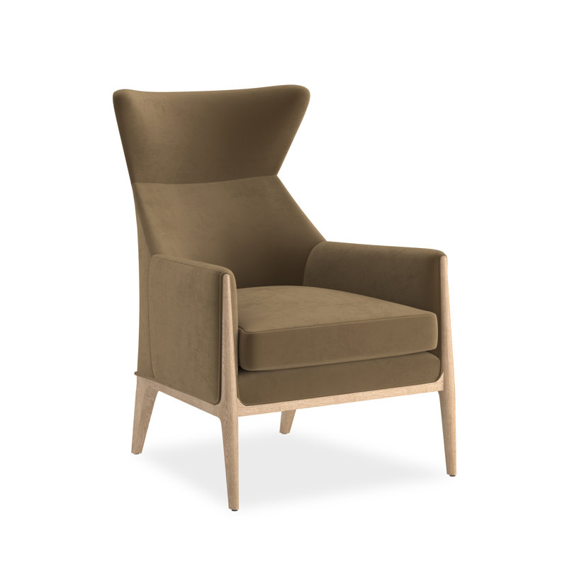 Modern Edge Upholstered Wingback Chair, Brown