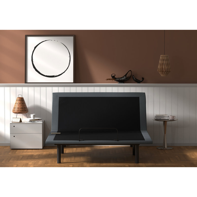 Queen Size Adjustable Btx4 Bed Base - Head And Foot Adjustment, Woven Fabric Upholstered, 14.23 In Positioning, Wireless Control, 43 In. Width, Steel Frame