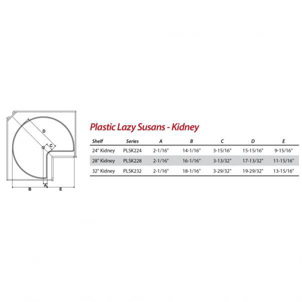 28" Pie-Cut Plastic Lazy Susan, 32" H x 24" W x 24" D