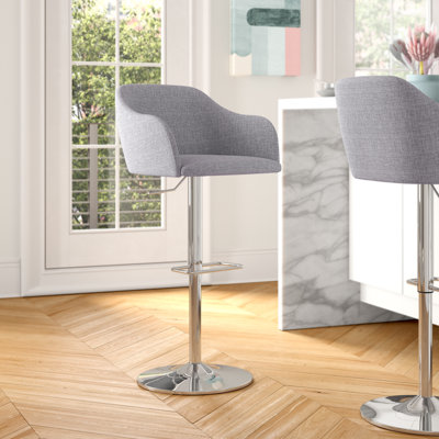 Afroz Swivel Upholstered Adjustable Height Counter Stool with Metal Frame