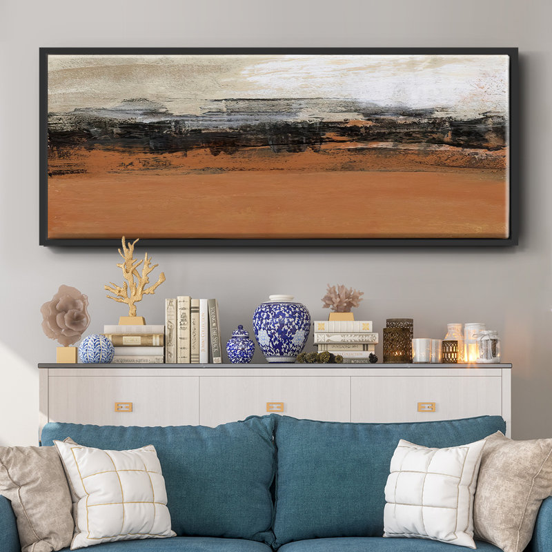 Bridges Ochre I - Framed Canvas, 20" H x 50" W