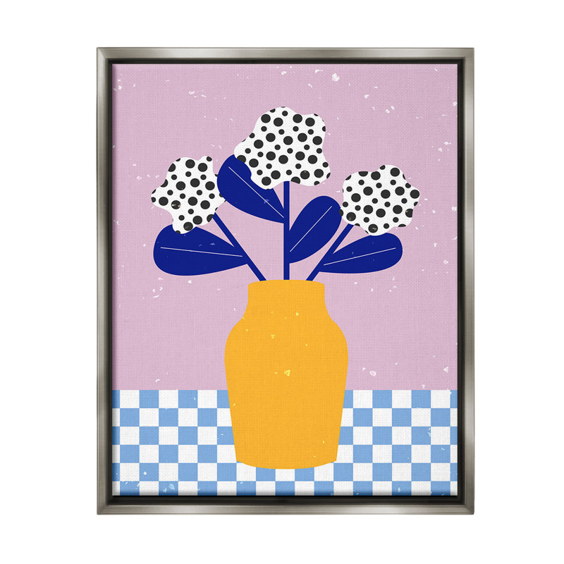 «Modern Polka Dot Plants Floater Frame» par Melissa Wang sur toile, Cadre flottant gris lustré, H 31 po x l 25 po