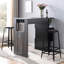 Table de bar Home avec compartiment pour verres à vin et trois tablettes en gris et noir vieilli