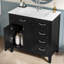 Meuble-lavabo de 36 po avec lavabo, armoire noire, structure en bois massif, panneau de fibres à densité moyenne, lavabo encastré ou encastré en céramique, conception autoportante
