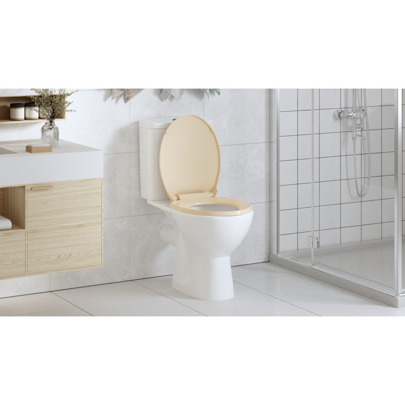 vidaXL Soft-Close Toilet Seat Beige Oval, Beige