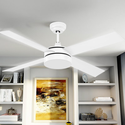 48" Avdie 4 - Blade Ceiling Fan with Light Kit and Remote Control Included