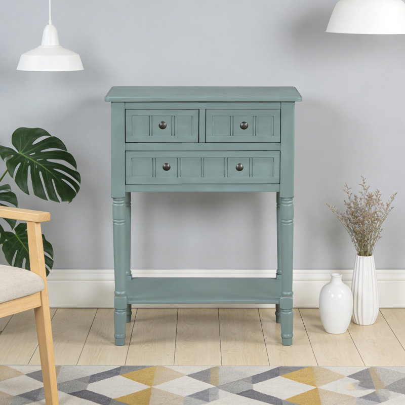 Console étroite avec rangement - 3 tiroirs et tablette inférieure pour le vestibule, H 31,4 po x l 23,7 po x P 13 po