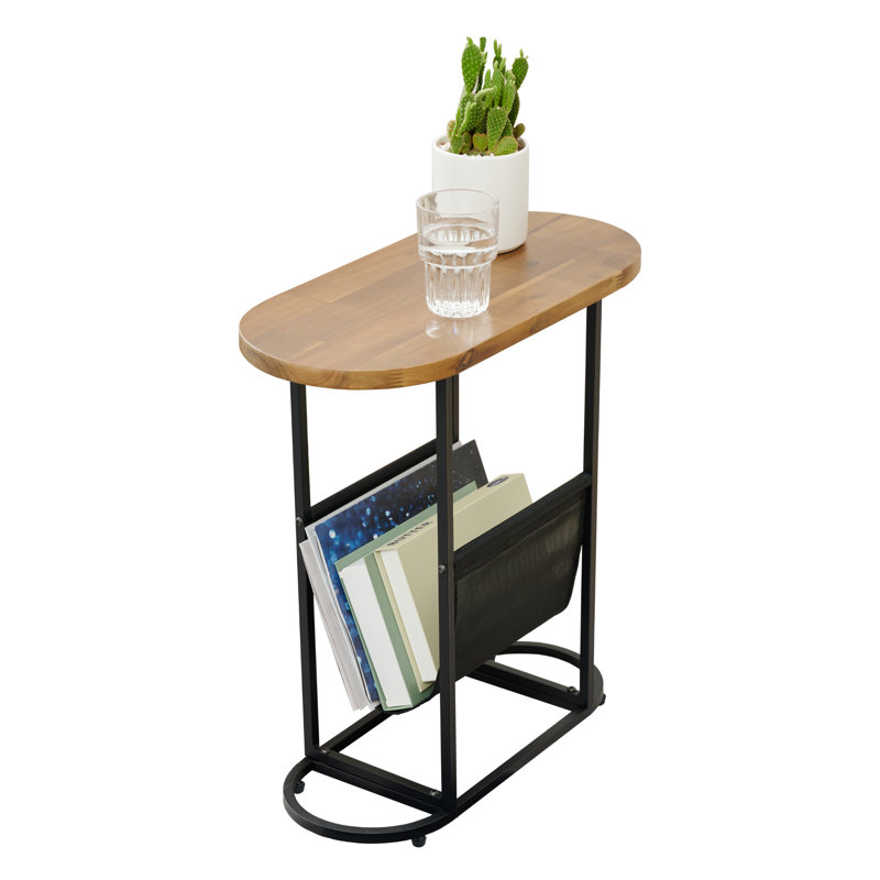 Table de bout avec rangement en bois massif Steriana
