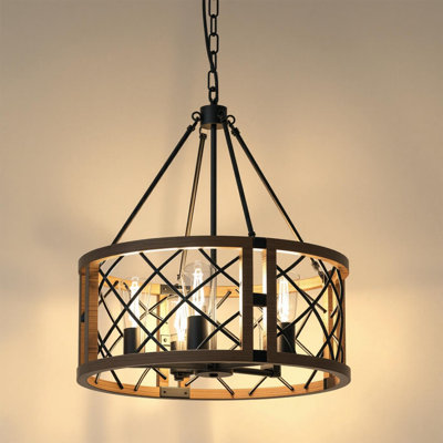 Lustre tambour de style campagnard à 5 lumières 19,7 po