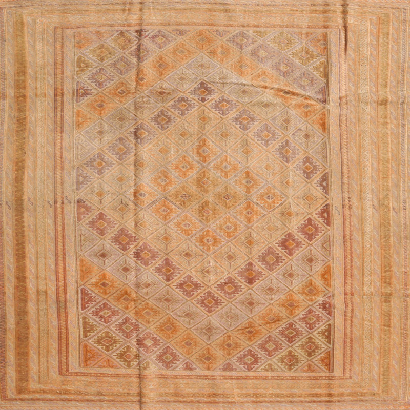 Tapis de zone jaune contemporaine, Carré 5 pi