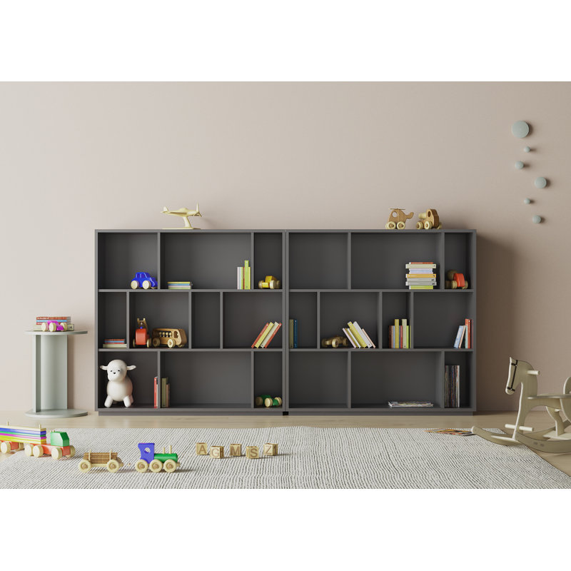 Geonna 117cm H x 111.5cm W Geometric Bookcase, Graphite