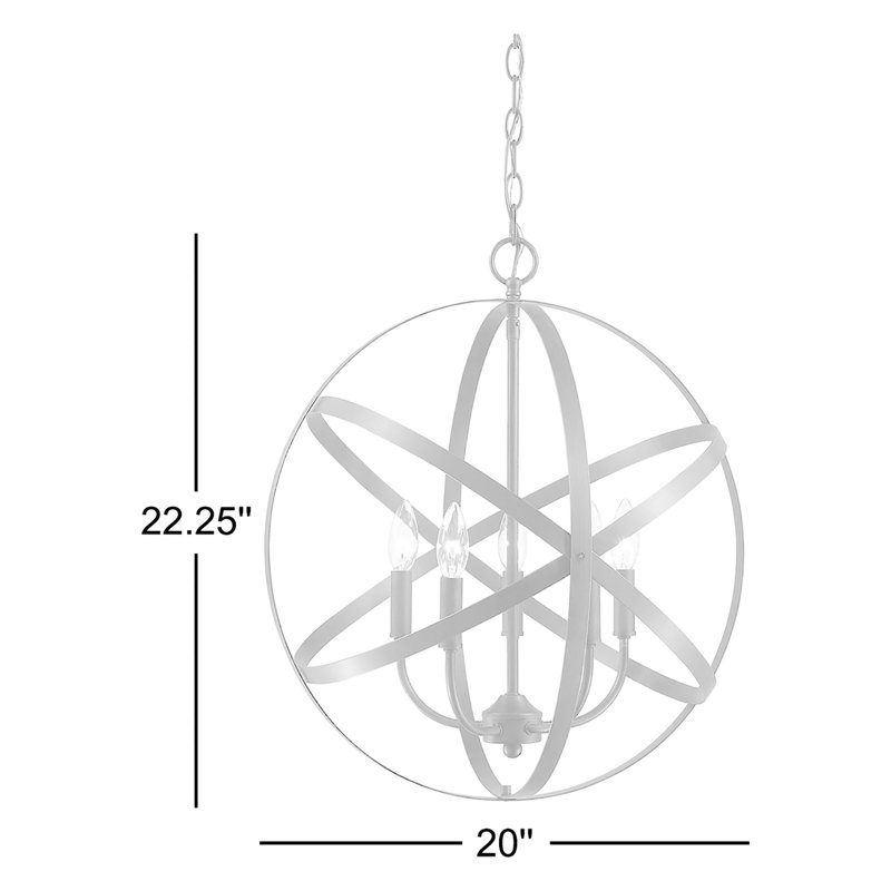 5 - Light Dimmable Globe Chandelier, Antique Silver