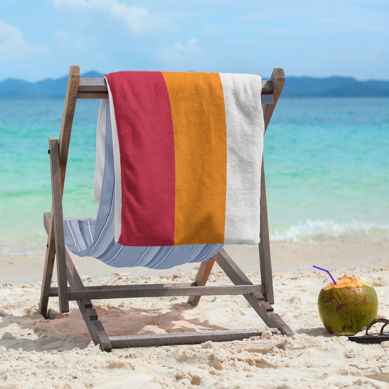 Beach Towel, Red/Orange/Off White