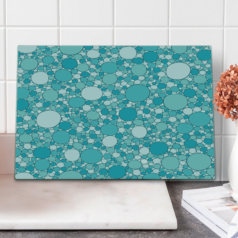 Ambesonne Abstract Cutting Board Large Size Modern Bubbles Pattern Turquoise Teal