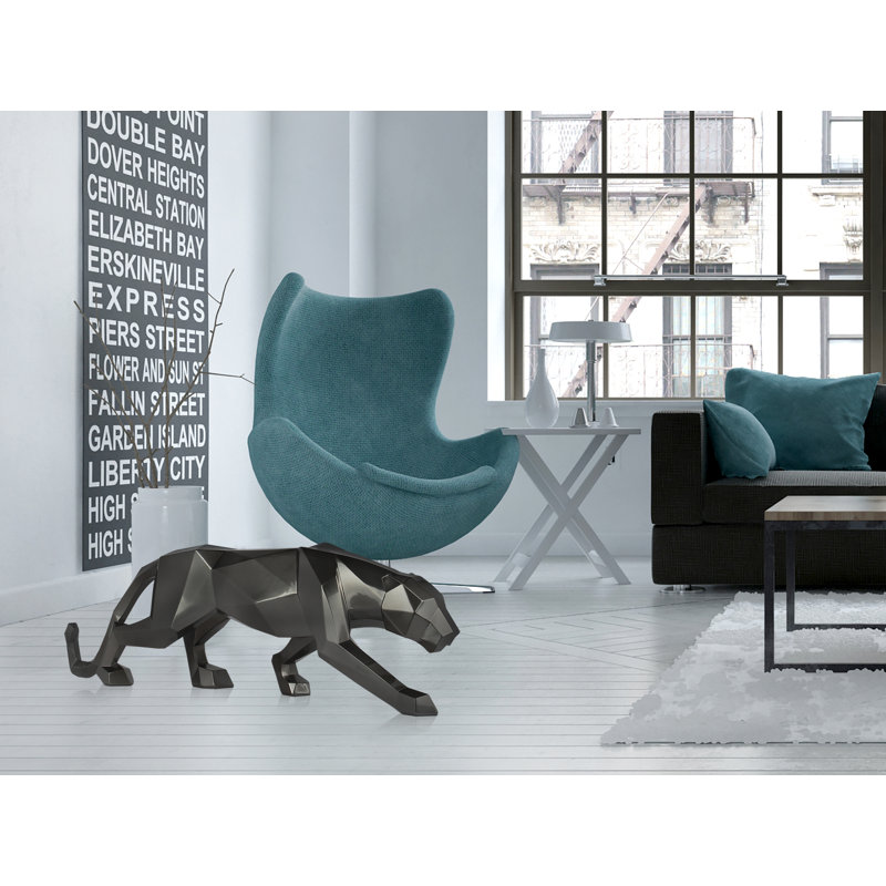 Panther Figurines & Sculptures, Black, 14cm H x 45cm W x 9cm D