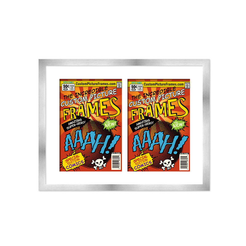 Cadre photo collage, 7,25 po x 10,5 po, Argent / blanc