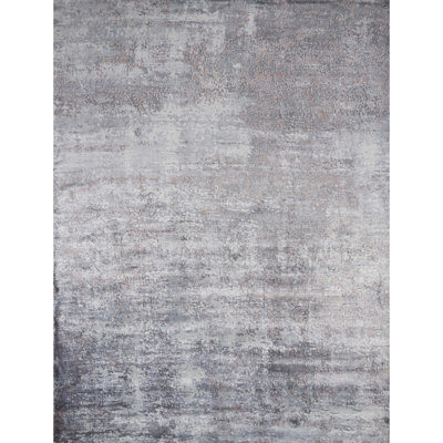 Light Gray Abstract Hand Loomed Area Rug
