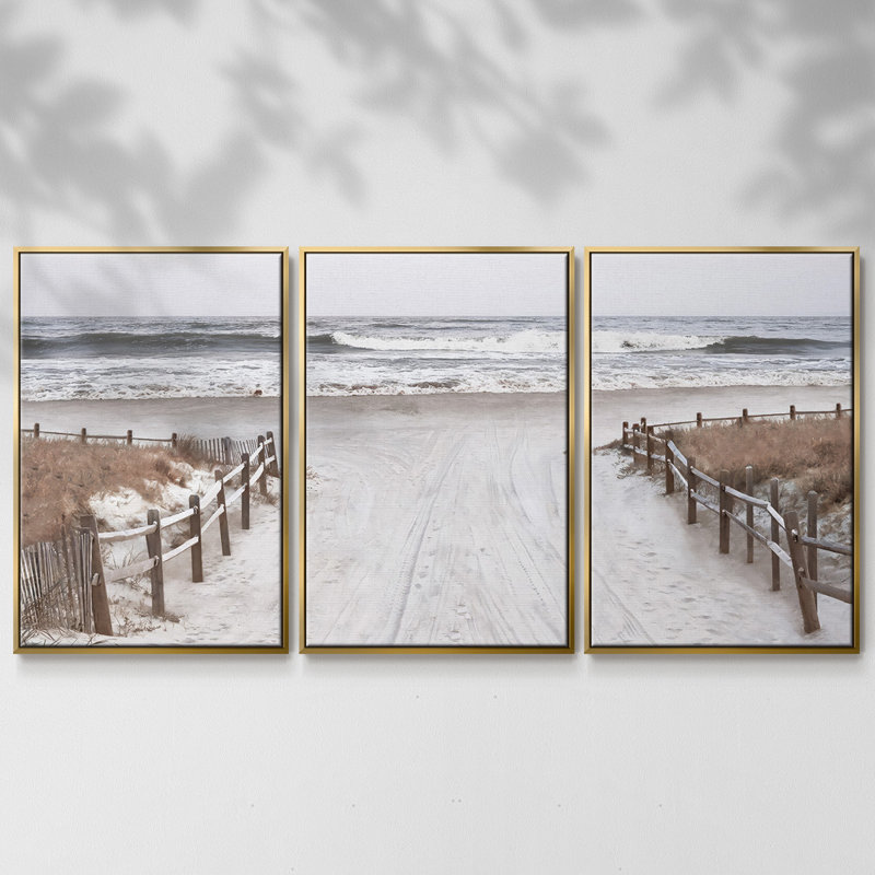 OBX Path, reproduction sur toile 3 pièces, H 24 po x l 48 po x P 2 po, Or