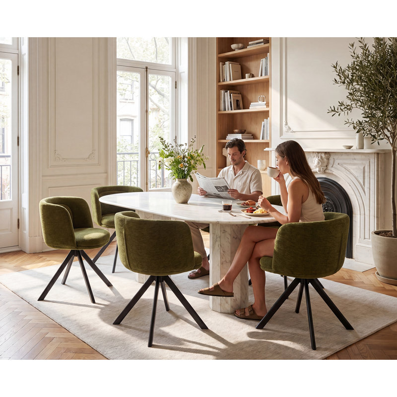 48cm H Upholstered Side Chair, 4, Olive