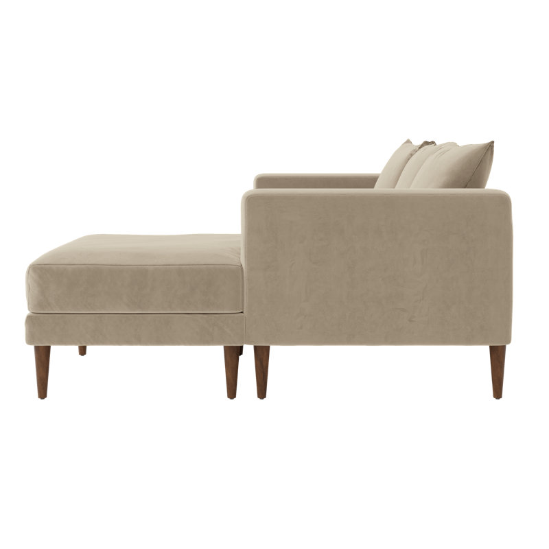 Essential Sectional, Cashew Recycled Velvet, Dark Brown