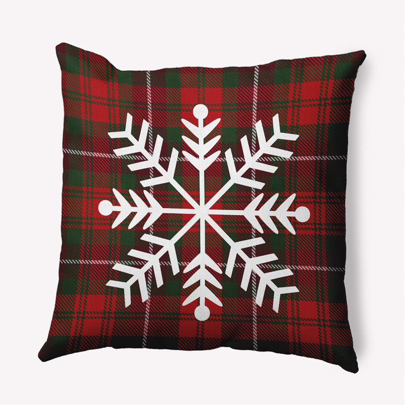 Coussin décoratif flocon de neige Tartan, Carré H 18 po x l 18 po