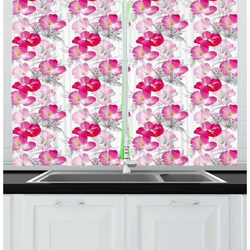 Floral Pointed Kitchen Curtain