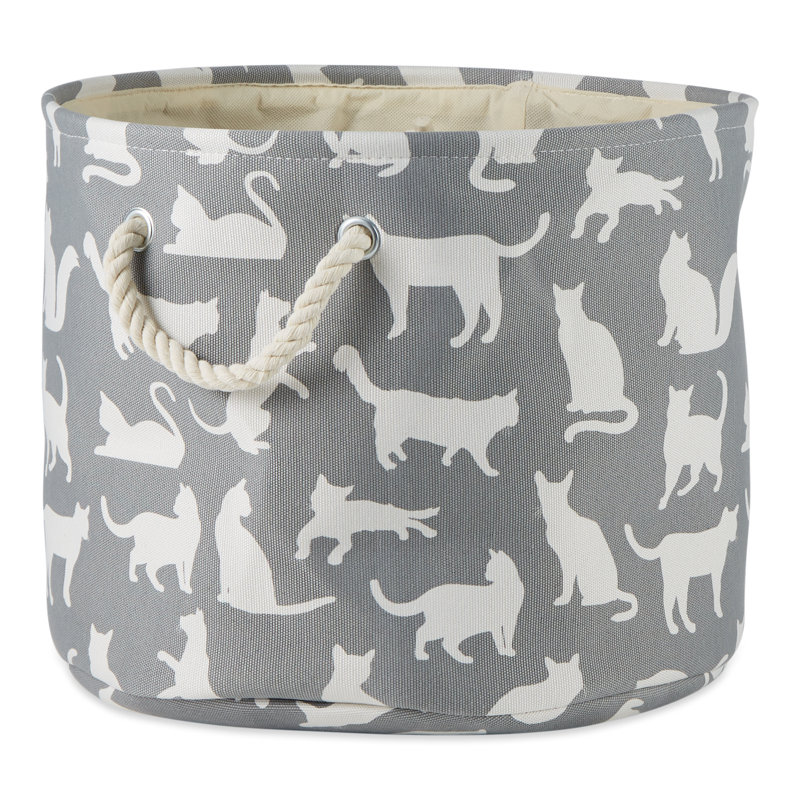 Panier en tissu Pet Cats Meow, gris, H 15 po x l 18 po x P 18 po