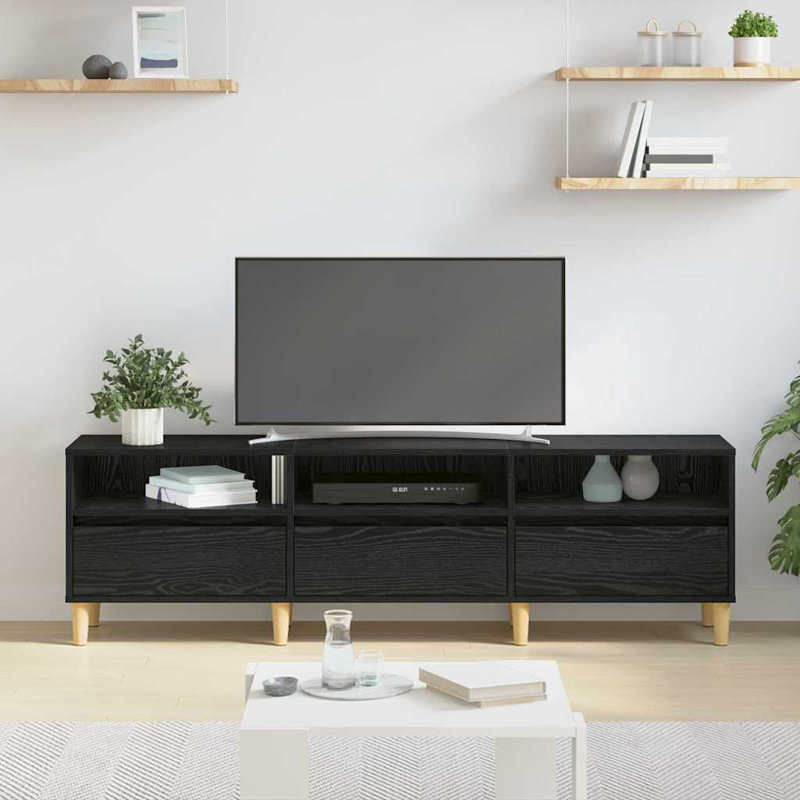 TV Cabinet 150 X 30 X 44.5 Cm Engineered Wood, Black Oak