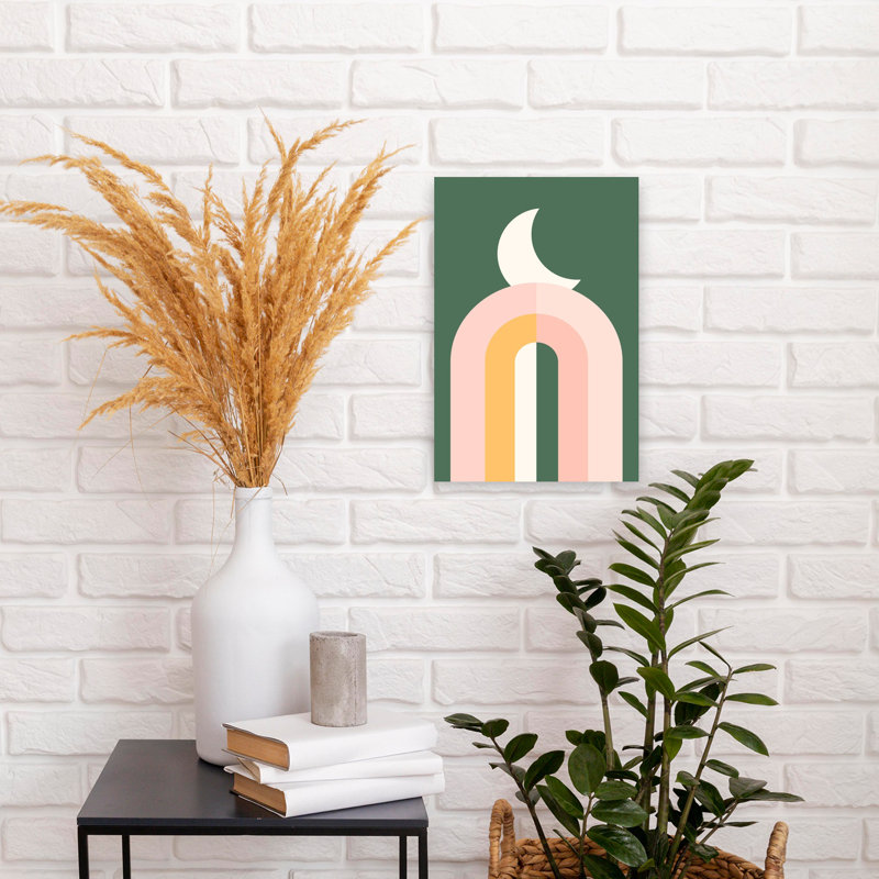 Art contemporain abstrait paysage géométrique audacieux, H 12 po x l 8 po