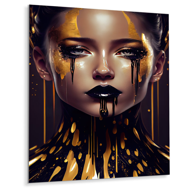 Décoration murale Havik Sensual liquid Gold VI - Contemporary Glam, H 32 po x l 16 po x P 1 po