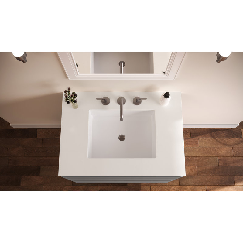 Curated Cartesian 31" Single Bathroom Vanity Set, Quartz White, Matte Gray, 37" Width