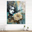 Horloge murale rétro «Blossoming Flowers On Teal»-99640504