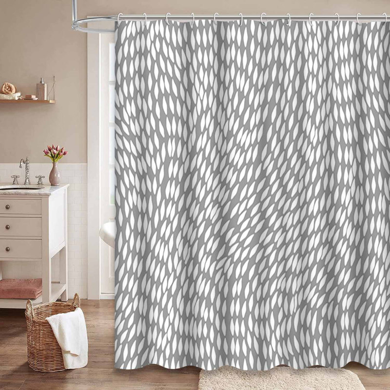 Rideau de douche imperméable à l'eau avec 12 crochets WaveDoodle, L 72 po x l 78 po