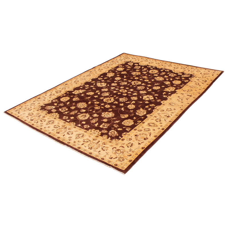 Tapis brun foncé / beige en laine nouée à la main 9 pi x 12 pi New Age One-of-a-Kind Pacanow