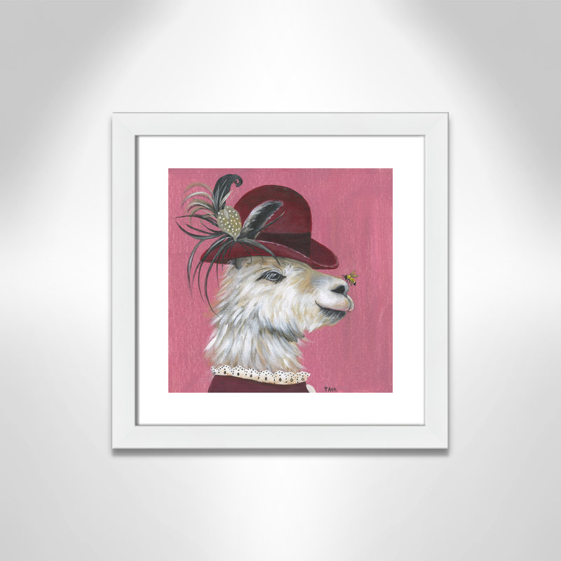 Art sur toile llama, H 18 po x l 18 po x P 0,625 po, Cadre blanc