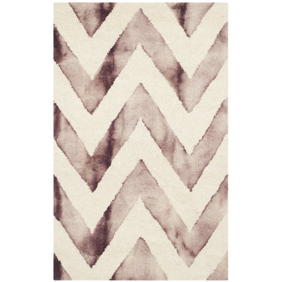 Vandermark Hand Tufted Wool/Cotton Geometric Rug in Maroon/Ivory