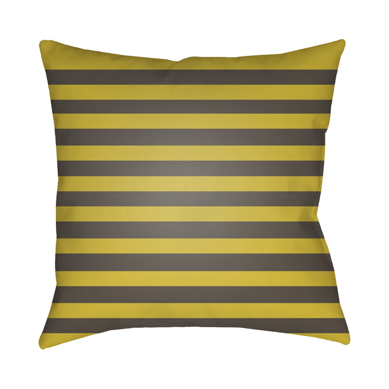 Striped Outdoor Throw Pillow, 20" H x 20" W x 4" D, Orange/Gray