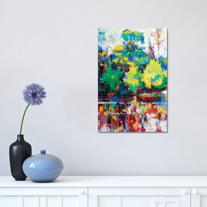 Cannop Ponds by Doug Eaton - Painting on Canvas, 30.48 cm H x 45.72 cm W, Wrapped Canvas