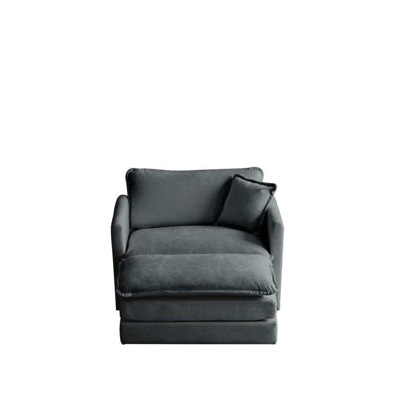 Fauteuil d'appoint moderne avec repose-pieds, Gris