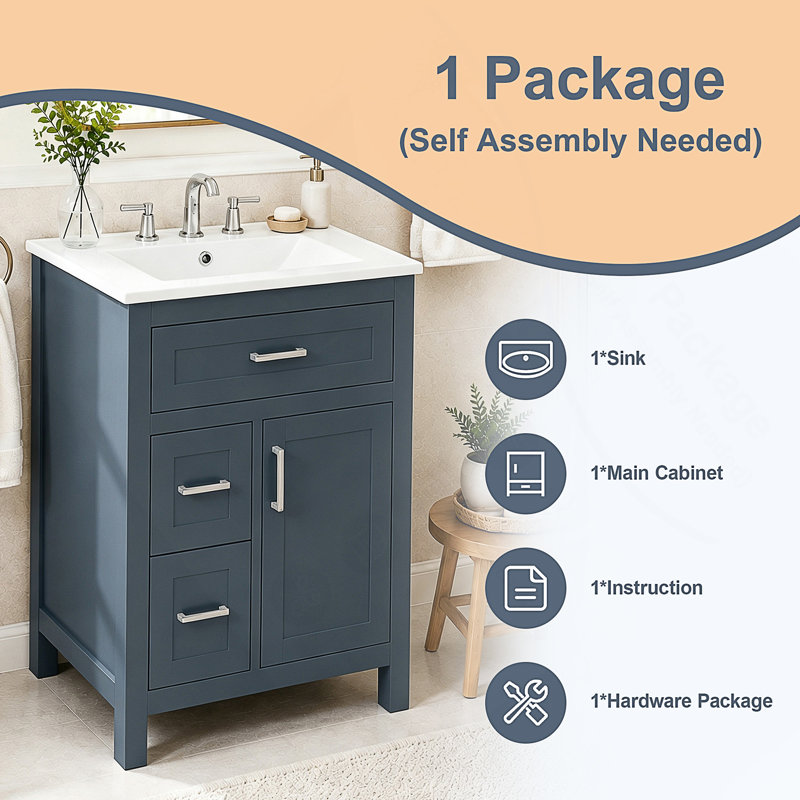 Meuble-lavabo moderne avec système de fermeture amortie et rangement