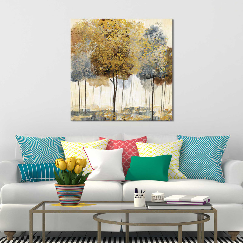 «Metallic Forest I», reproduction de peinture acrylique, H 36 po x l 36 po x P 1,5 po, Toile tendue