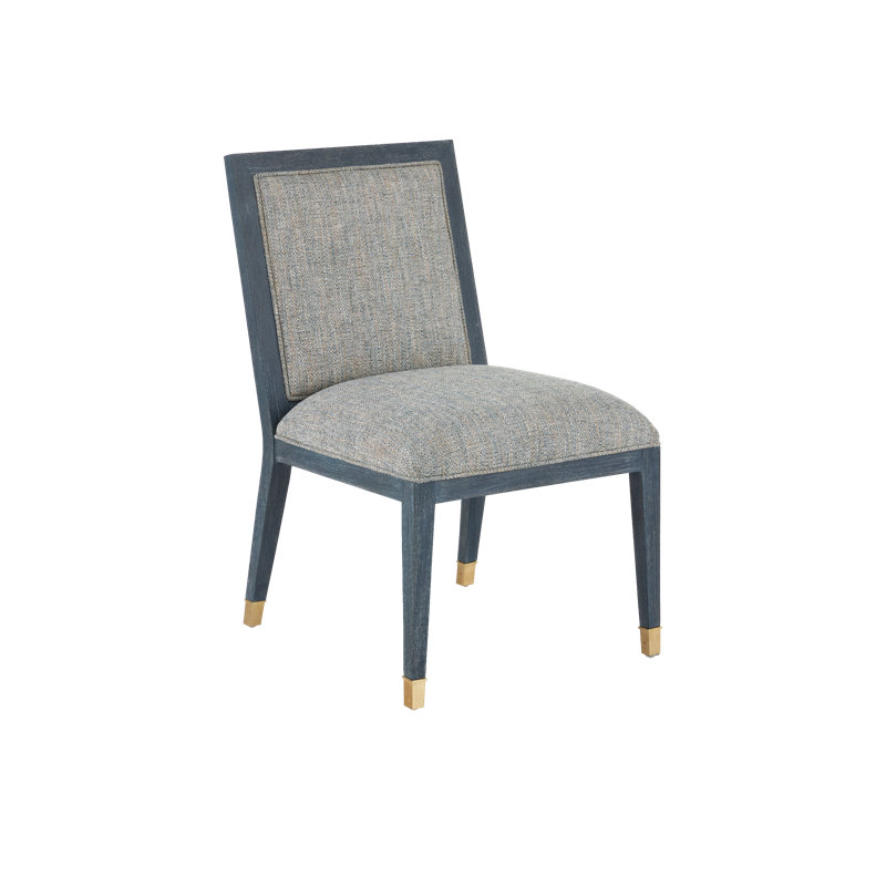 Chaise d'appoint Santos, crépuscule Barrett, Mélange de polyester gris, Bleu marine rétro
