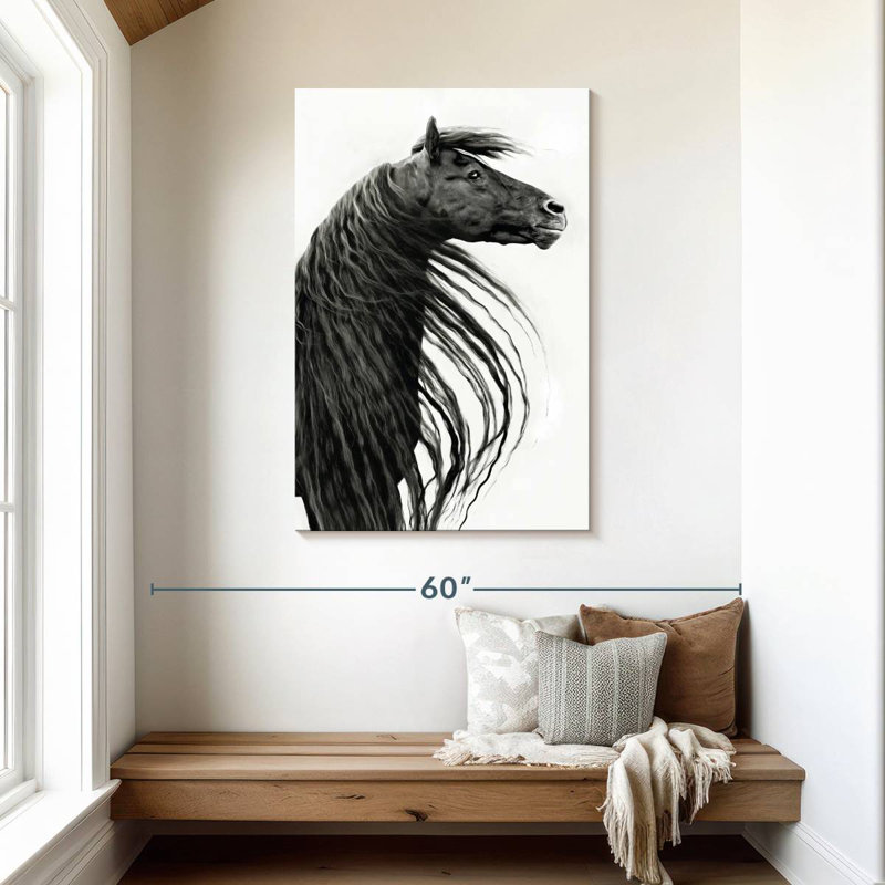 Portrait de cheval Brampt noir et blanc II, H 45 po x l 30 po